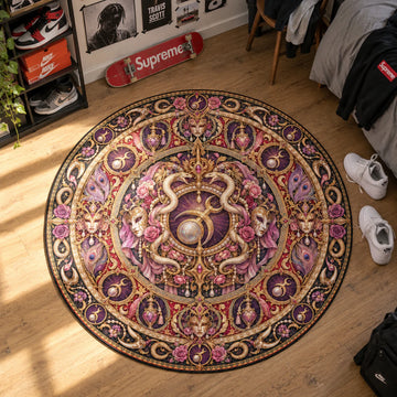 Taurus Masquerade Round Rug - Celestial Circle Area Rug