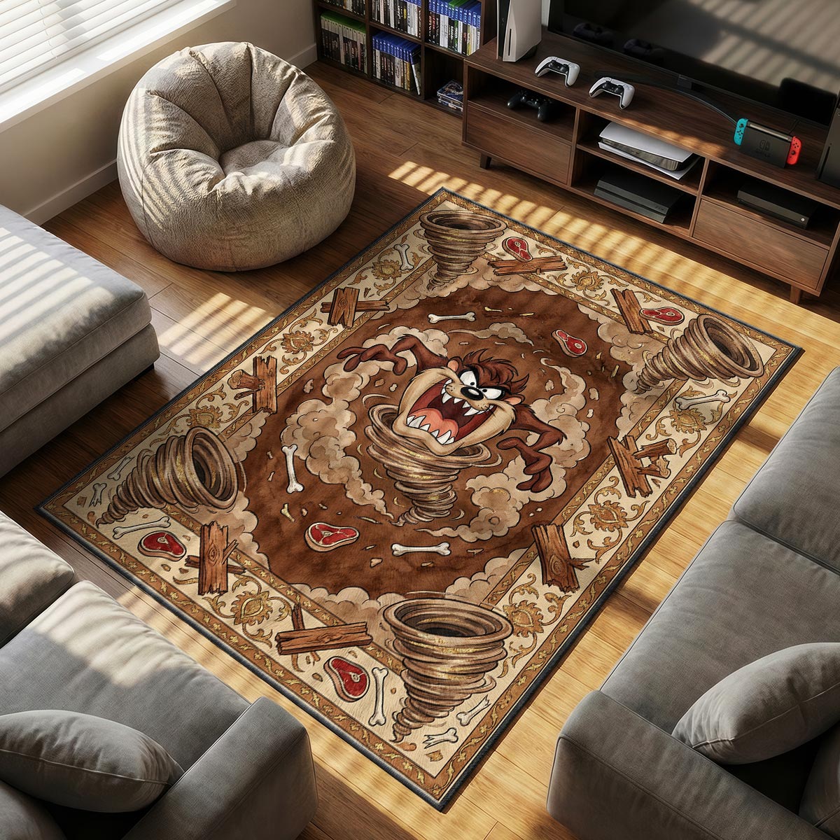 Tasmanian Devil themed area rug for home decor fans