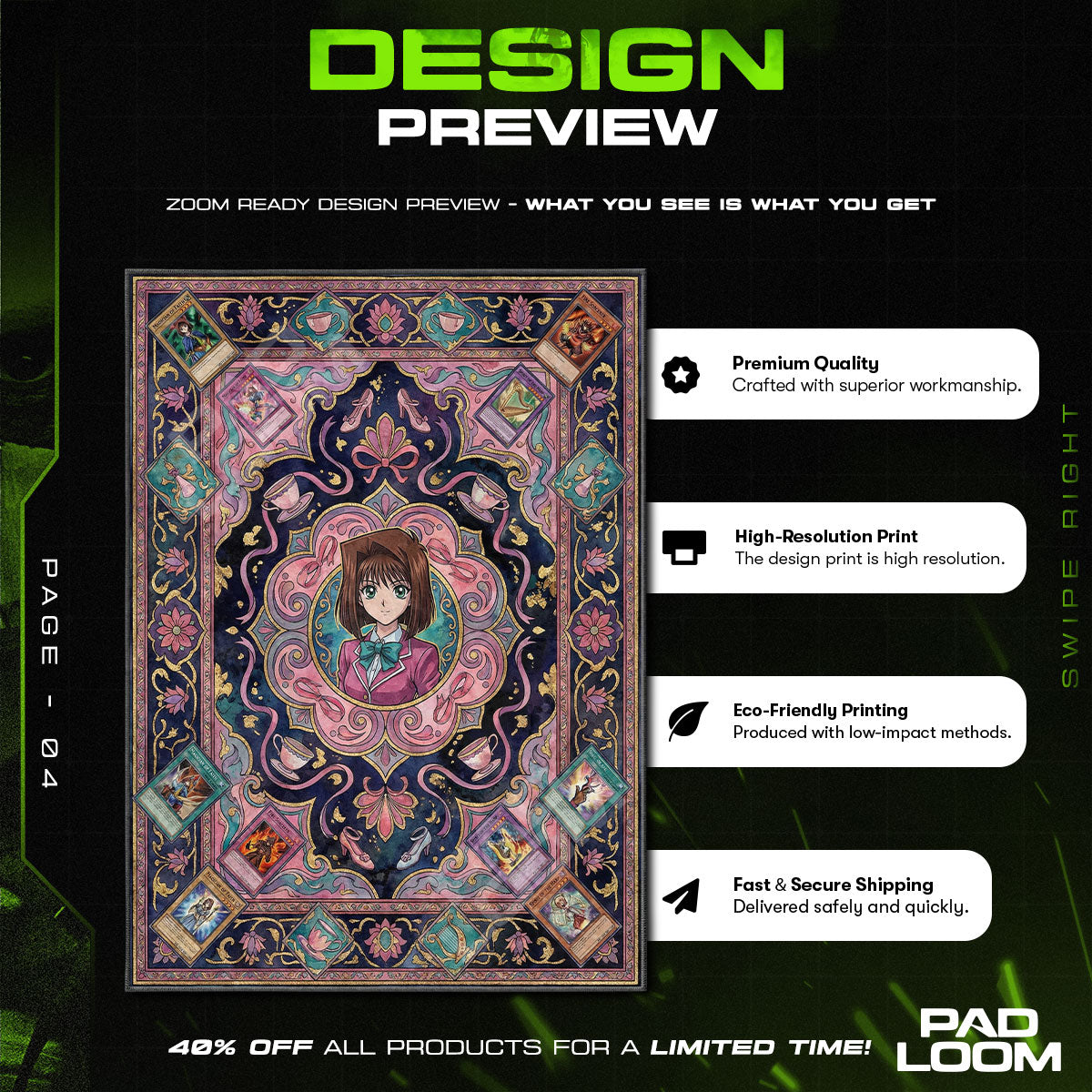 Téa Gardner Friendship Floral Rug - Yu-Gi-Oh! Chair Mat