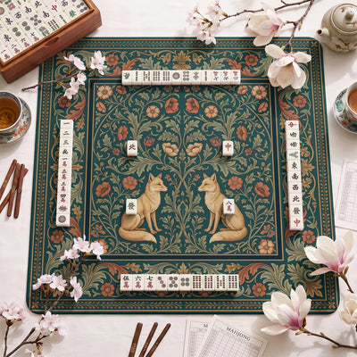 Teal Fox Morris Mahjong Mat - Mah Jongg Mat