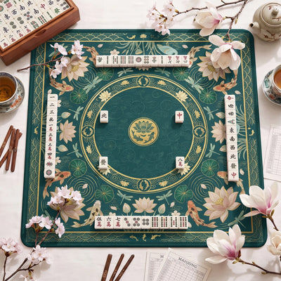 Teal Koi Chinoiserie Mahjong-Matte - Mahjong-Matte