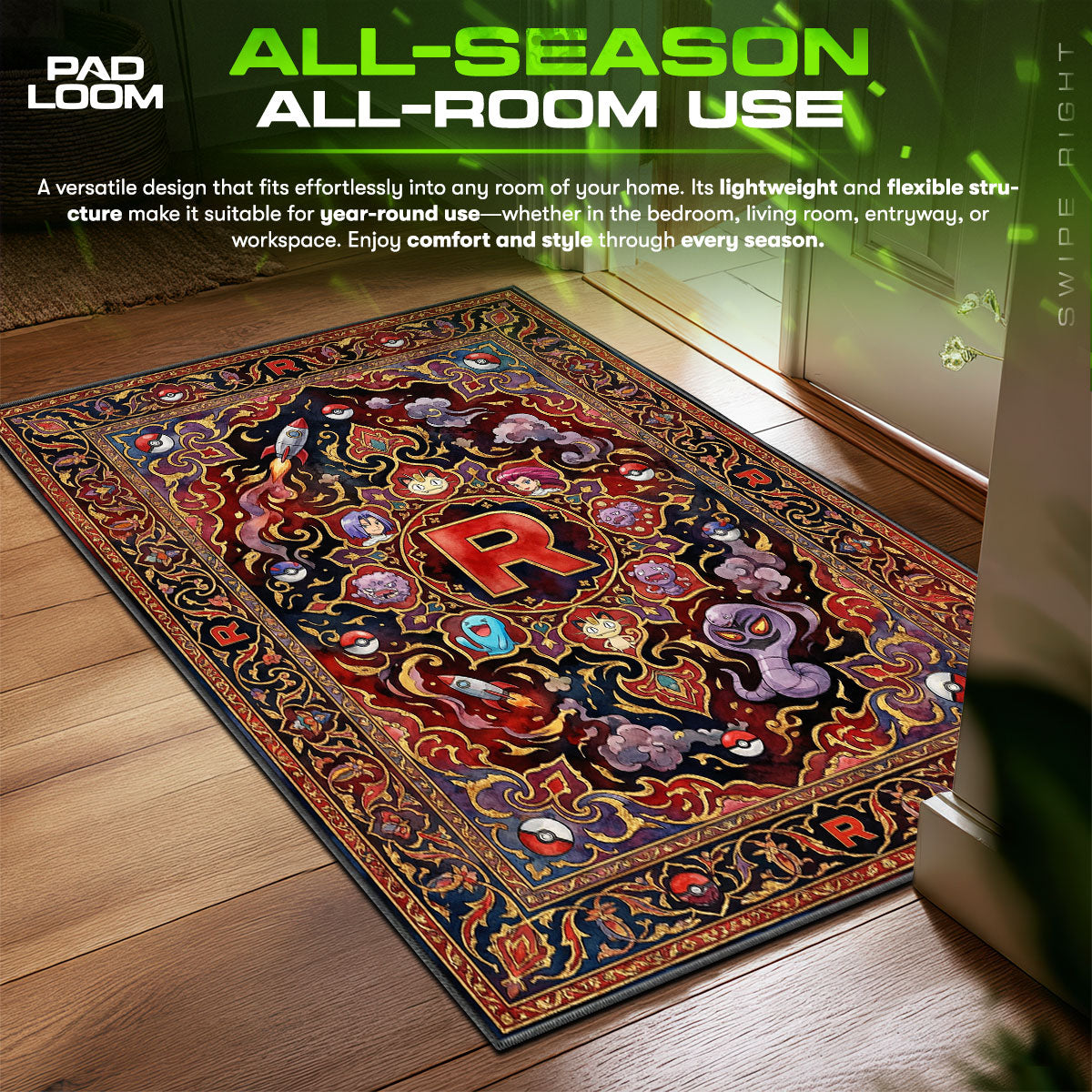 Team Rocket Prepare Trouble Chair fan rug — premium quality print