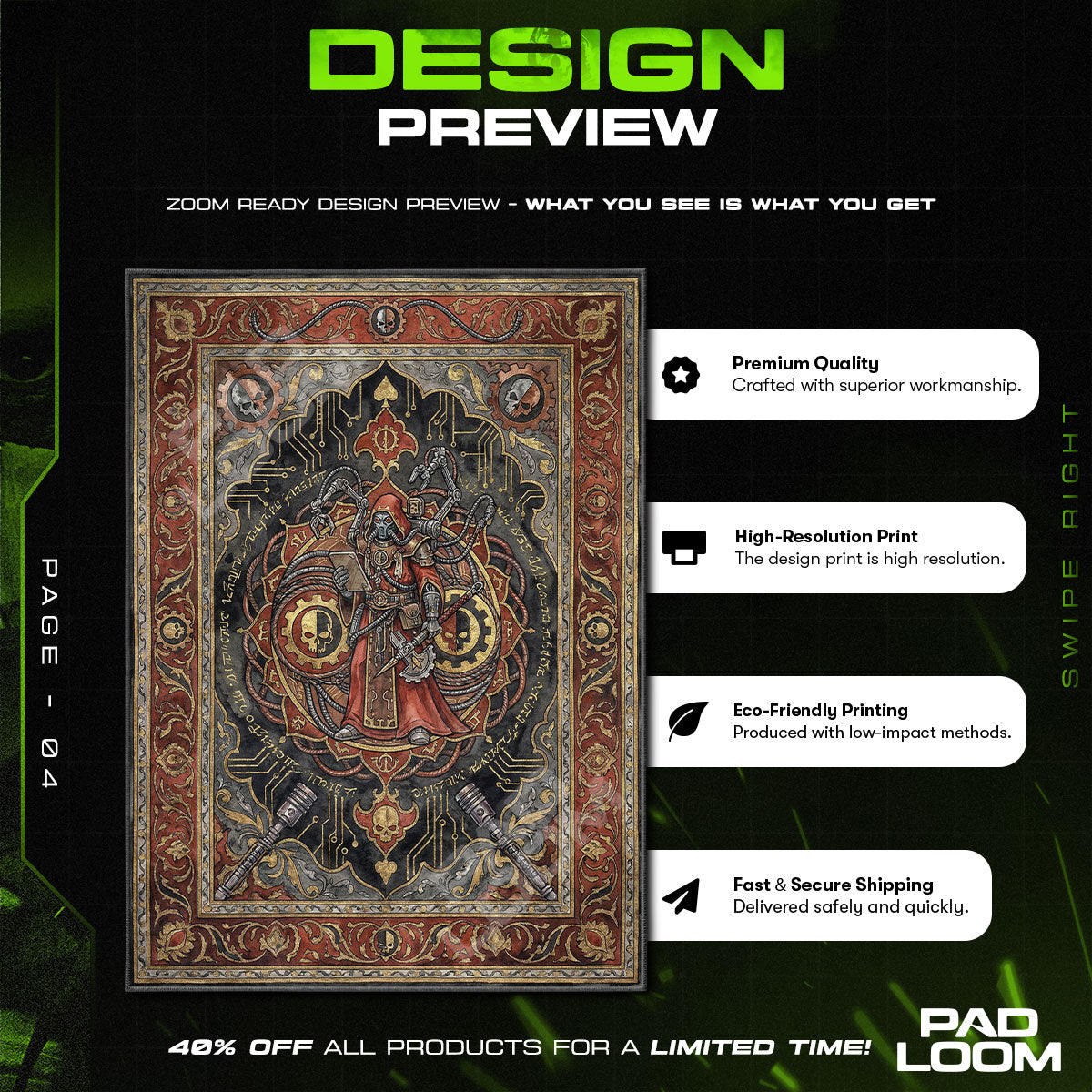 Tech-Priest Machine God Rug - Warhammer 40k Chair Mat