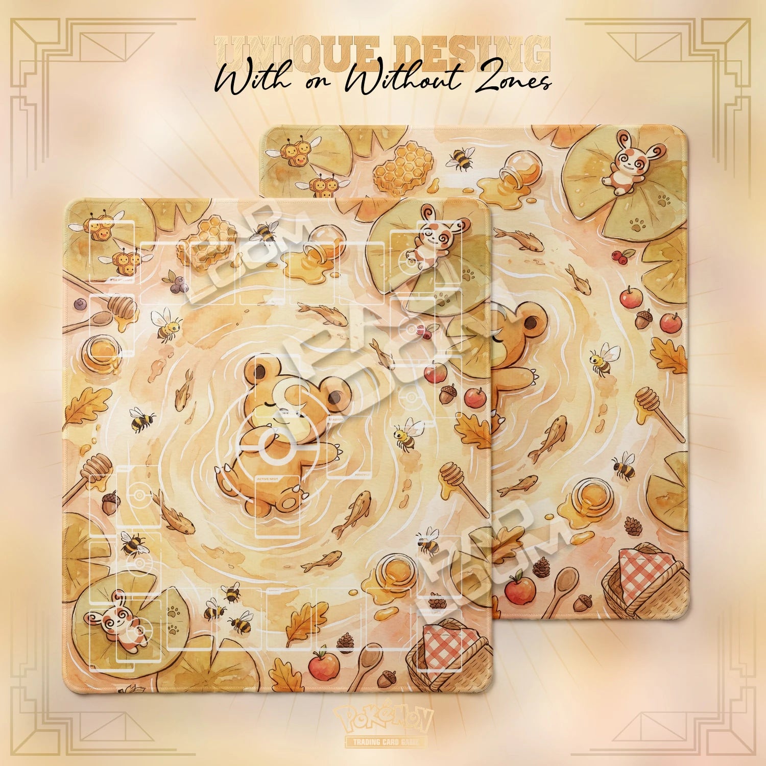 Teddiursa Honey Playmat - 2 Player Pokemon TCG Mat