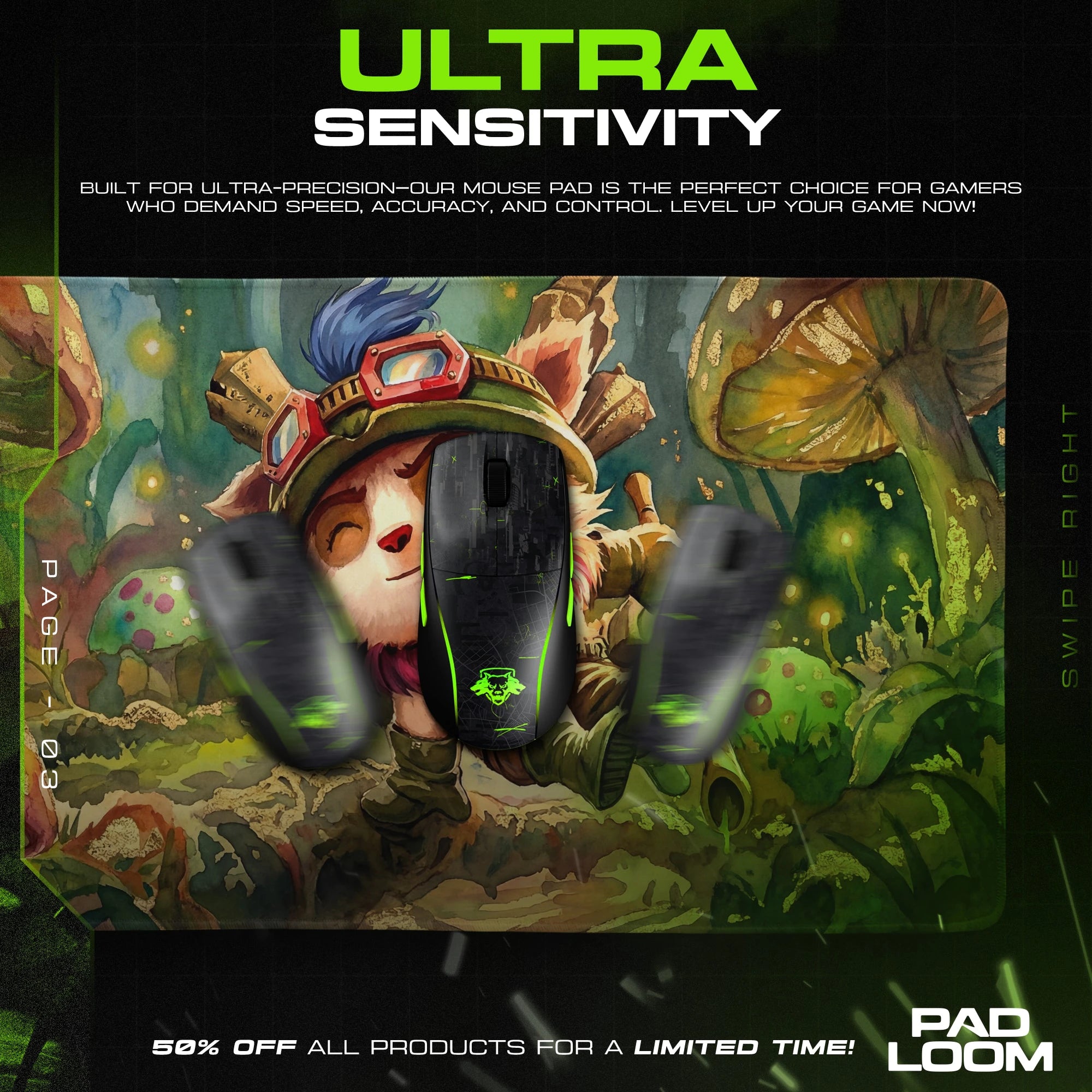 Teemo Mushroom Scout Mouse Pad - League of Legends Mat