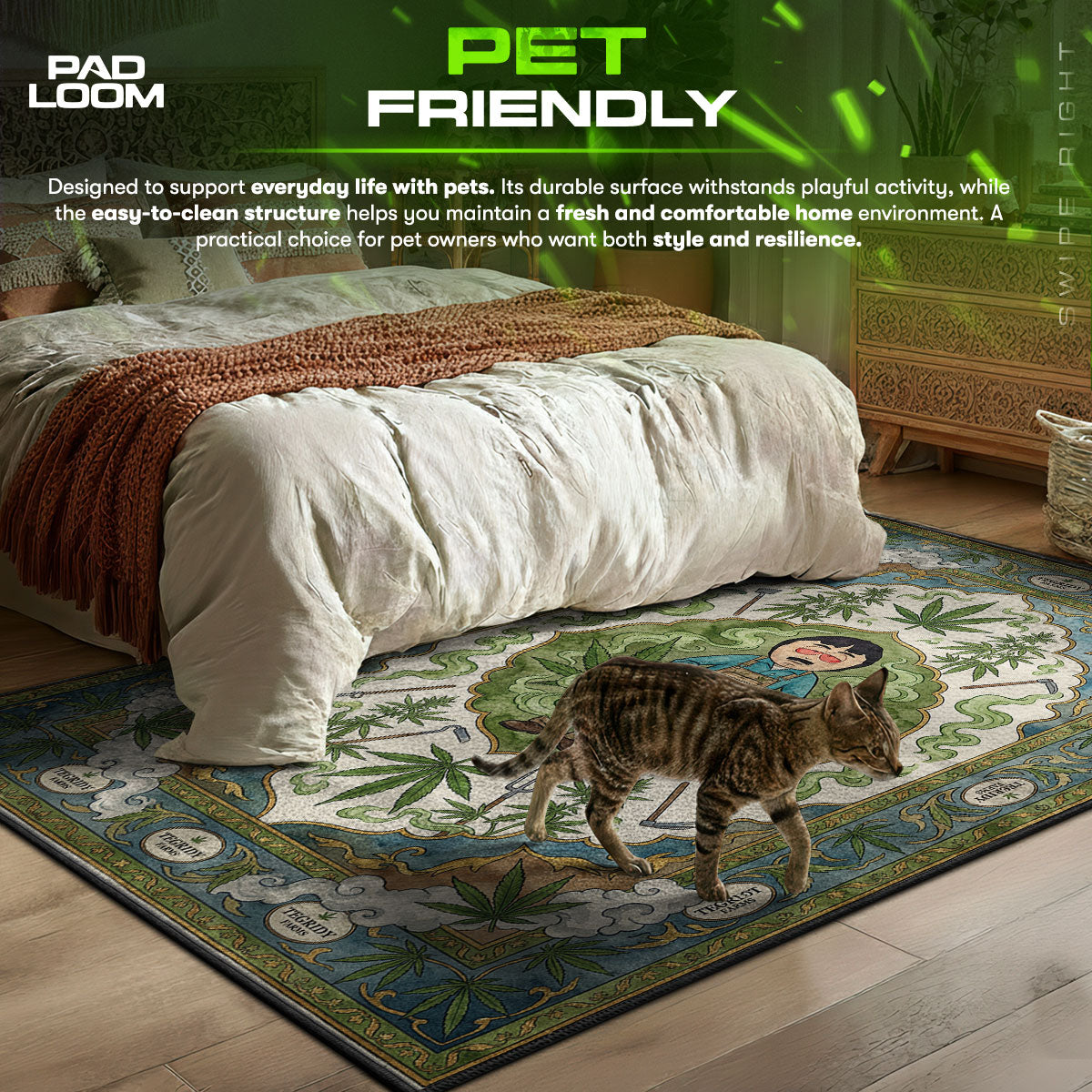 Tegridy Farms themed area rug for home decor fans