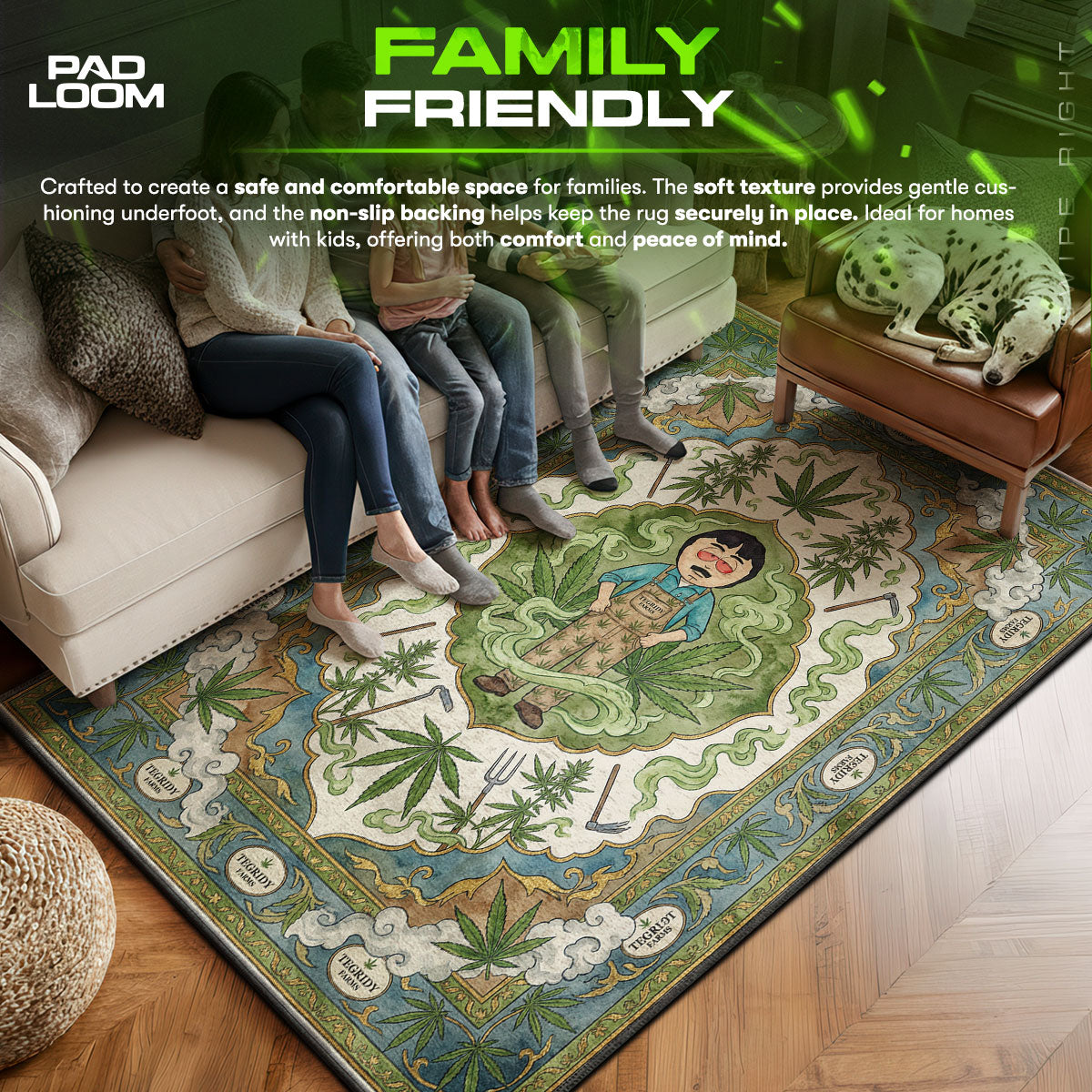 Area character design printed on rug