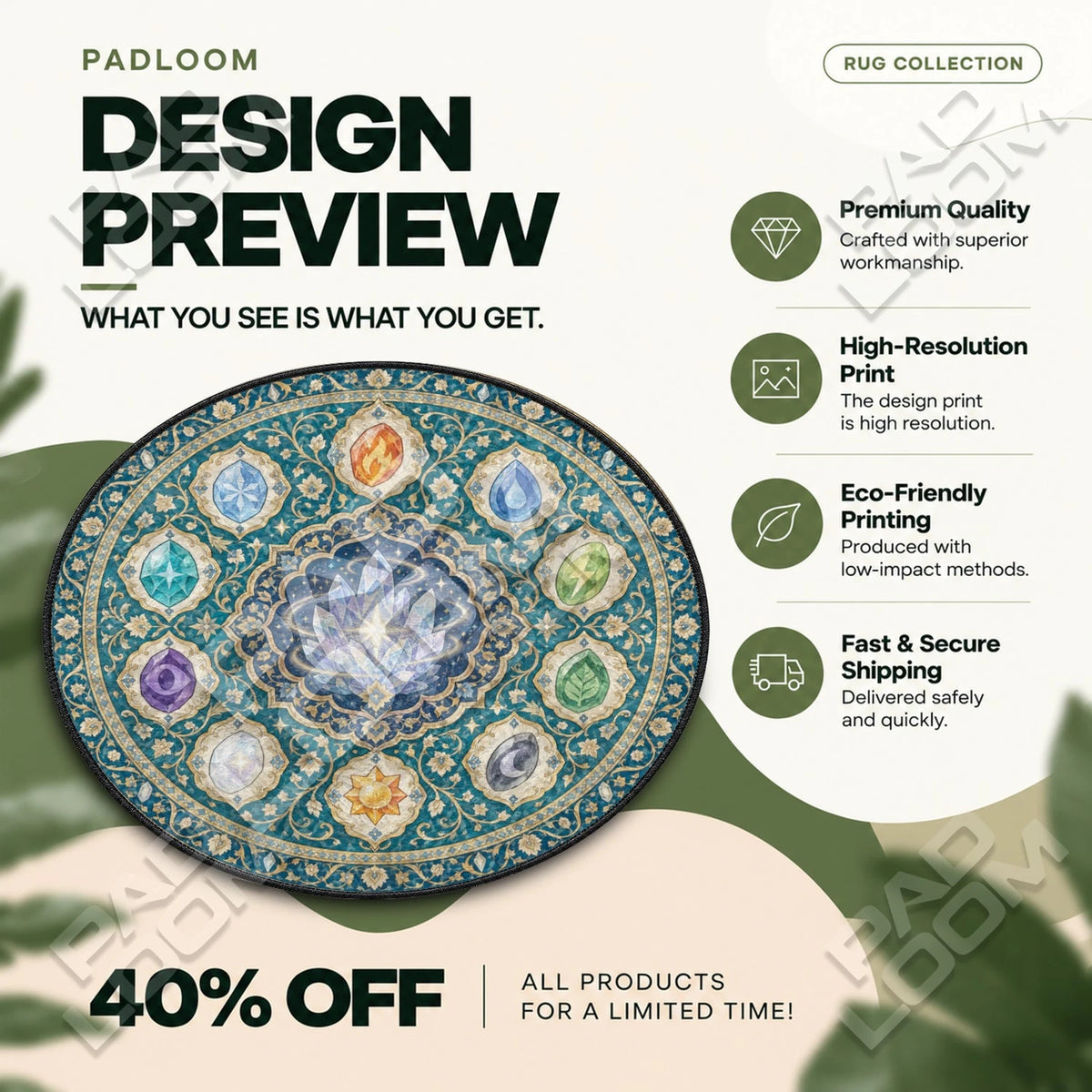 Tera Crystal Medallion Pokemon round rug full design preview