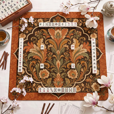 Terracotta Damask Mahjong Mat - Mah Jongg Mat
