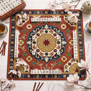 Terracotta Tribal Star Mahjong Mat - Mah Jongg Mat