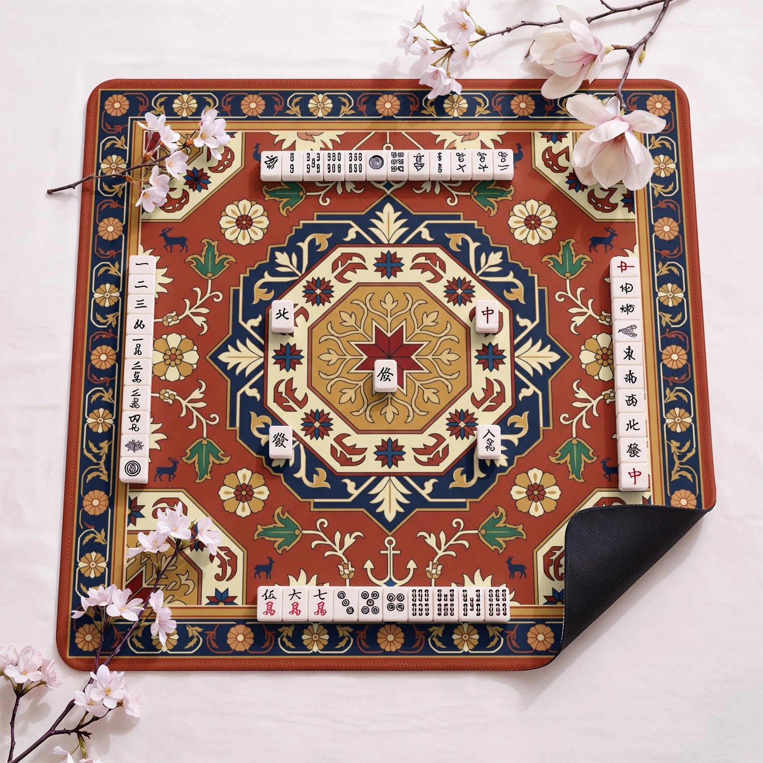 Terracotta Tribal Star Mahjong Mat - Mah Jongg Mat
