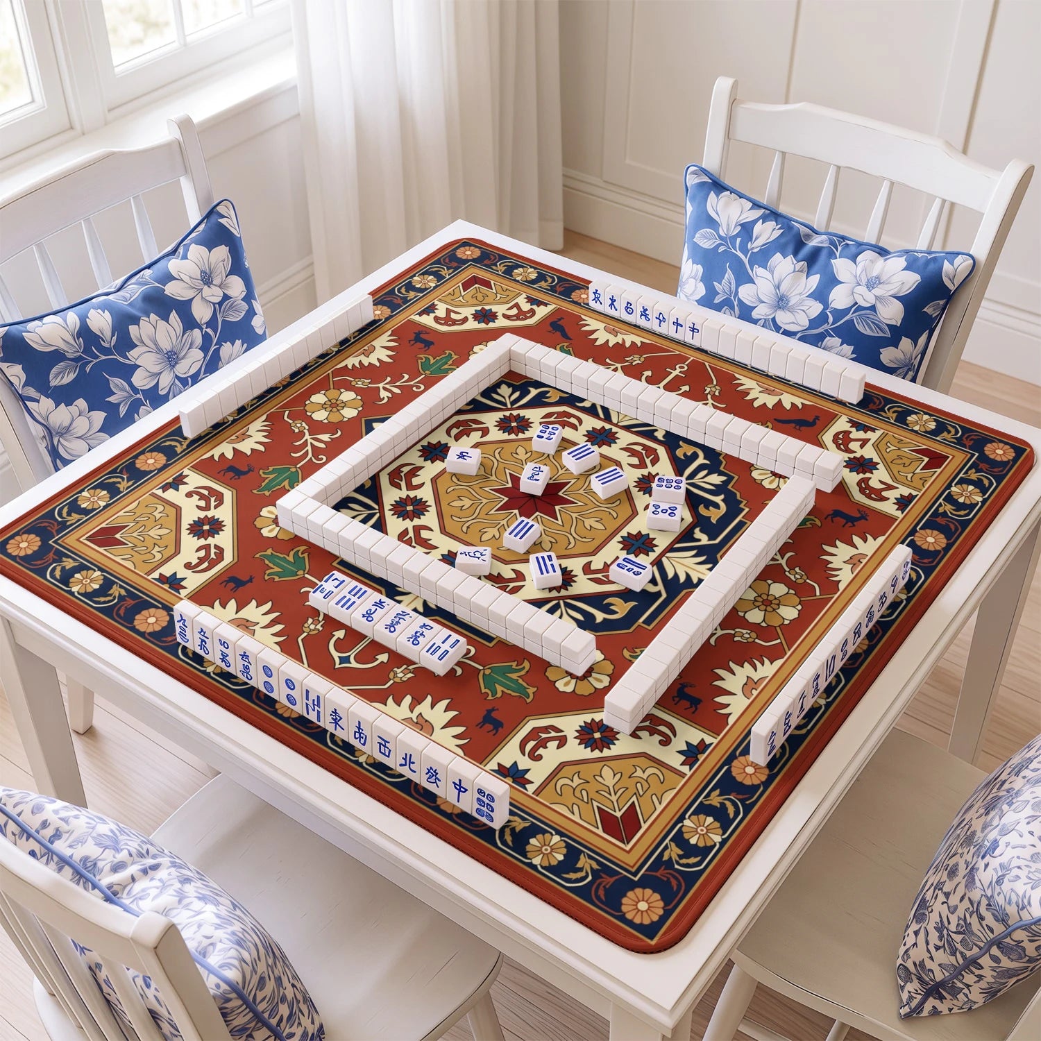 Terracotta Tribal Star Mahjong Mat - Mah Jongg Mat