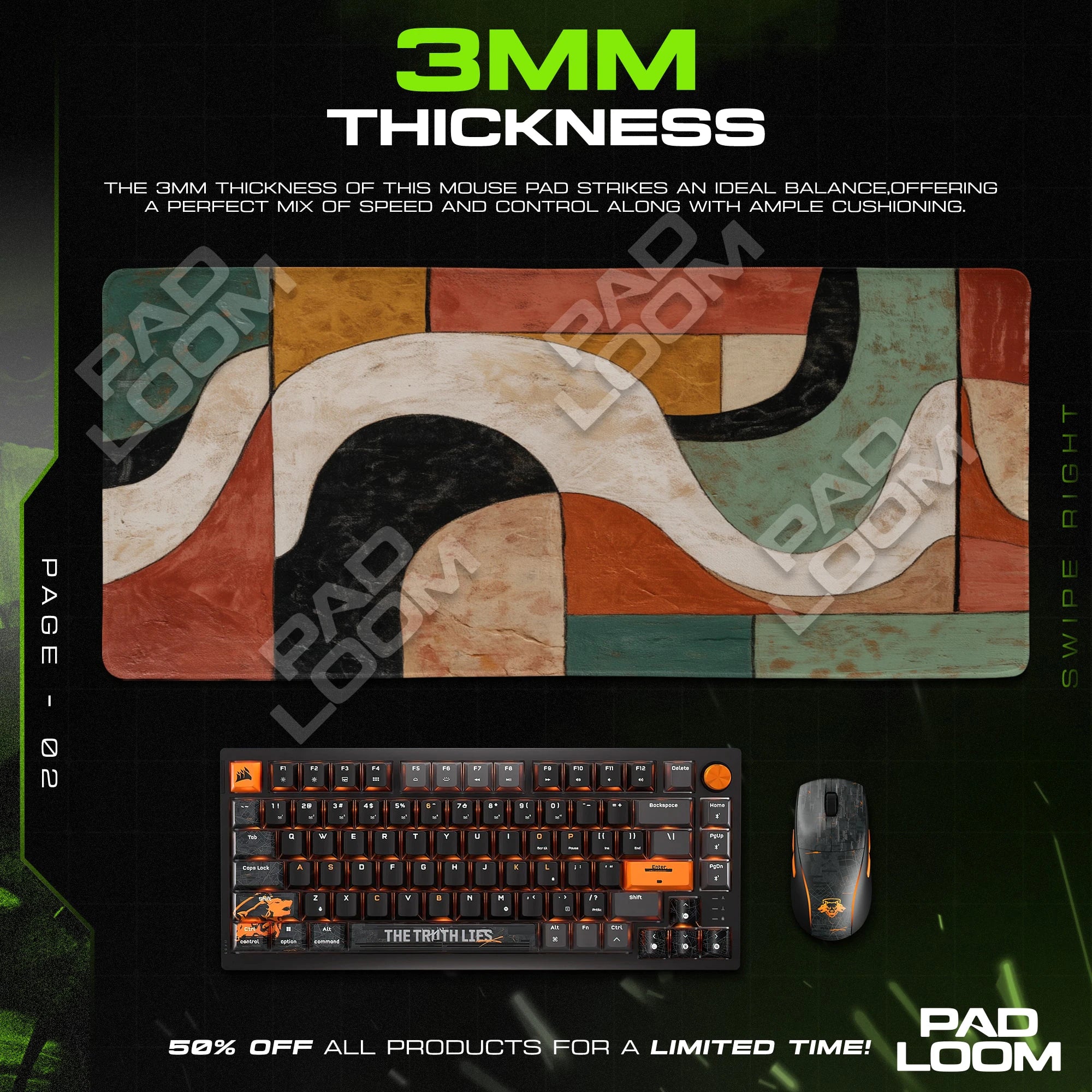 Terracotta Waves Mouse Pad - Abstract Desk Mat