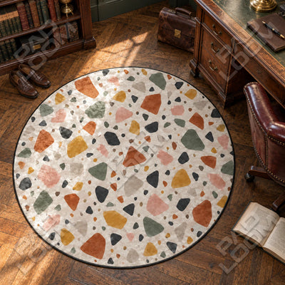 Terrazzo Terrakotta Runder Teppich - Boho-Teppich rund
