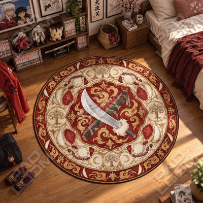 Tessaiga Crossed Round Rug - Inuyasha Chair Mat
