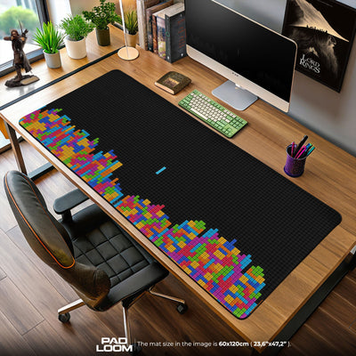 Tetris Falling Blocks Mouse Pad, Retro Game Desk Mat