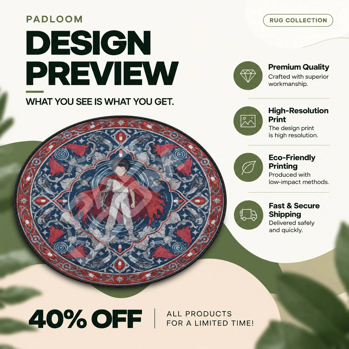 Tetsuo Cape Akira round rug full design preview