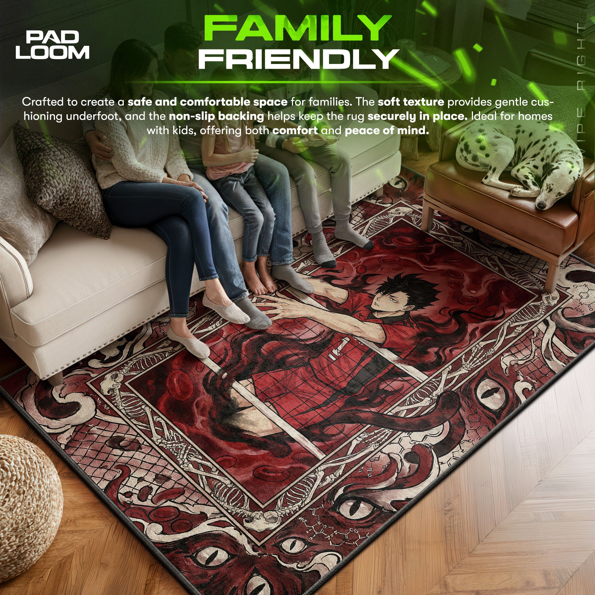 Tetsuro area rug showing full home decor artwork