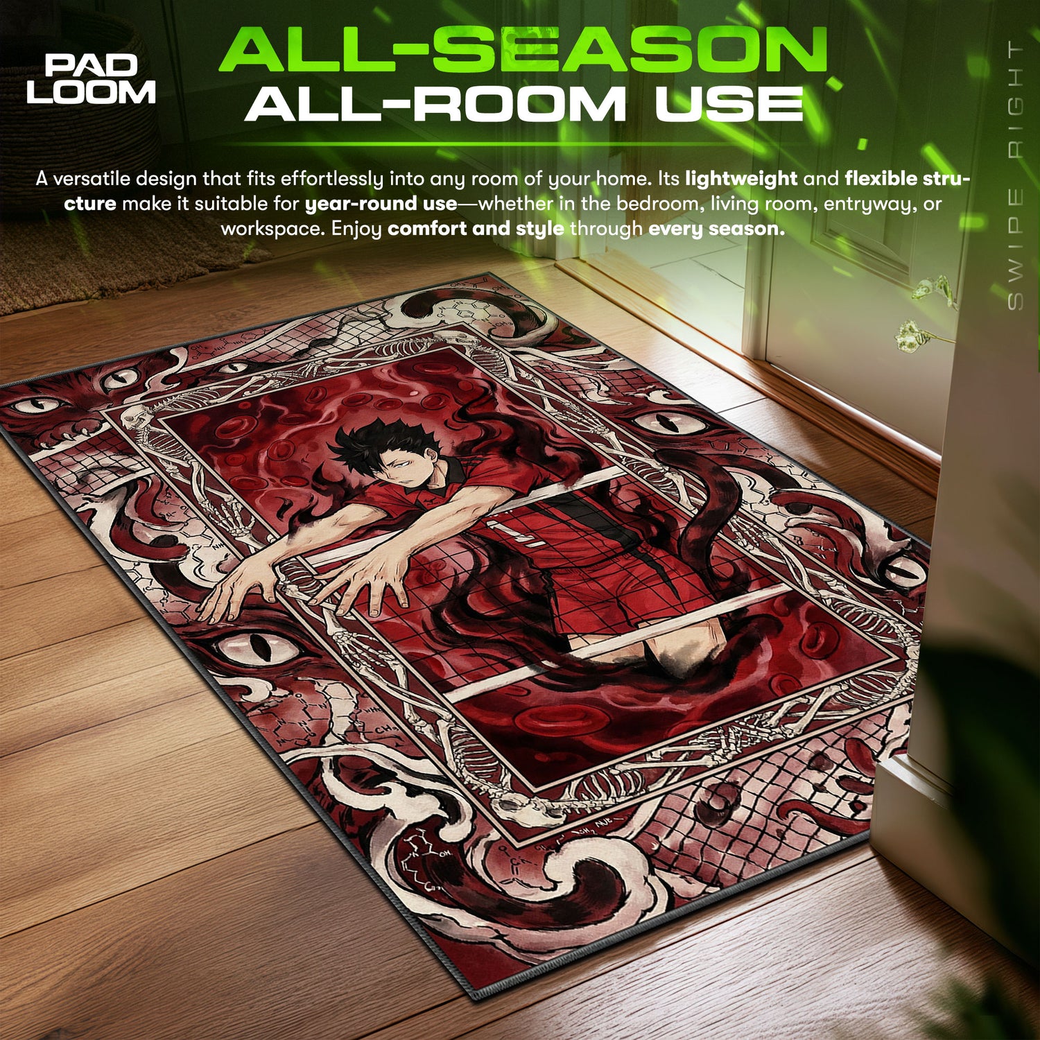 Tetsuro Kuroo Chemistry Block Haikyuu Chair fan rug — premium quality print