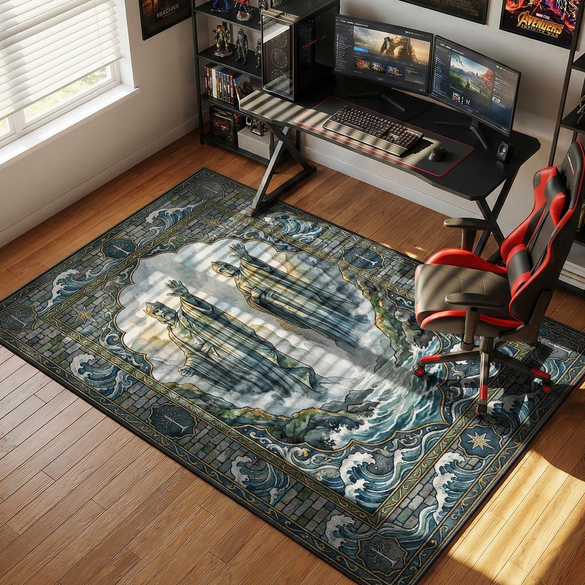 Argonath River Monument Lord Rings Room rug — main product view