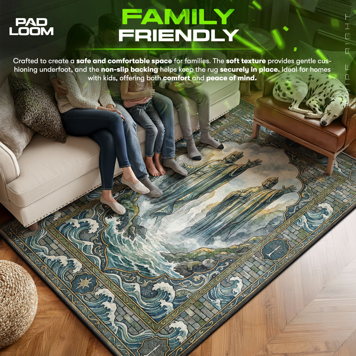 Argonath area rug showing full home decor artwork