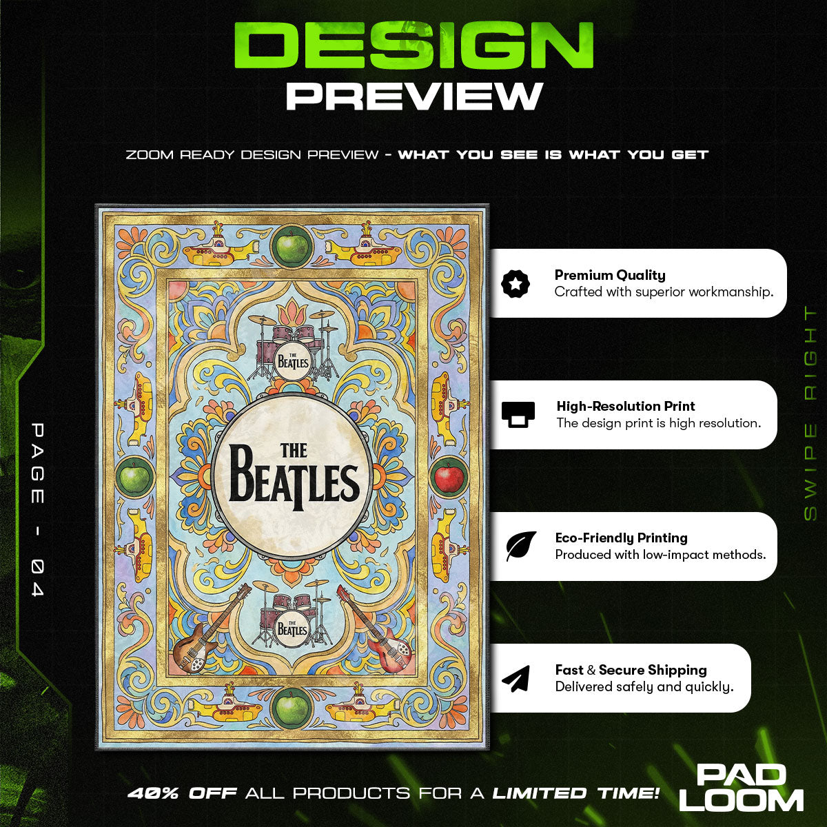 Beatles Drum Logo Rock Area rug — main product view