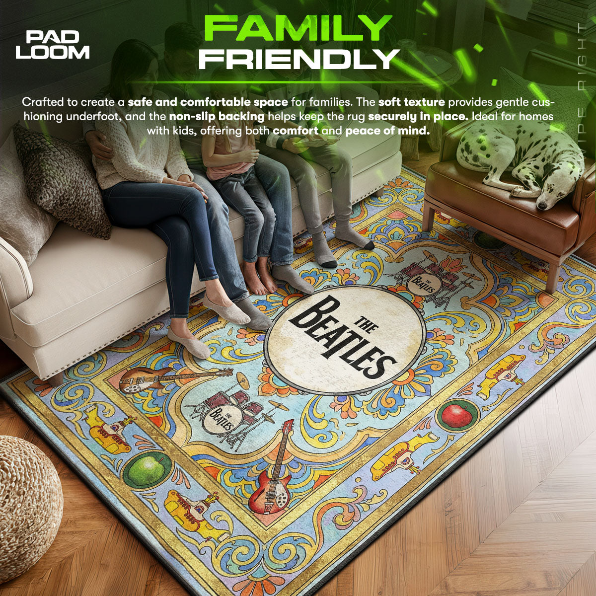 Area character design printed on rug