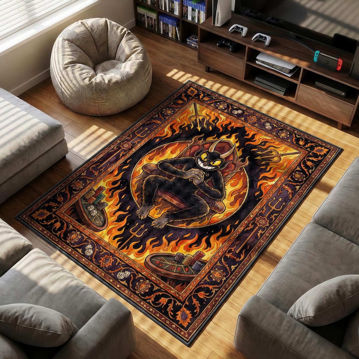 The Devil Inferno Throne Rug - Cuphead Chair Mat