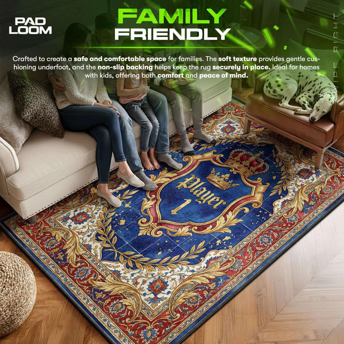 Area character design printed on rug
