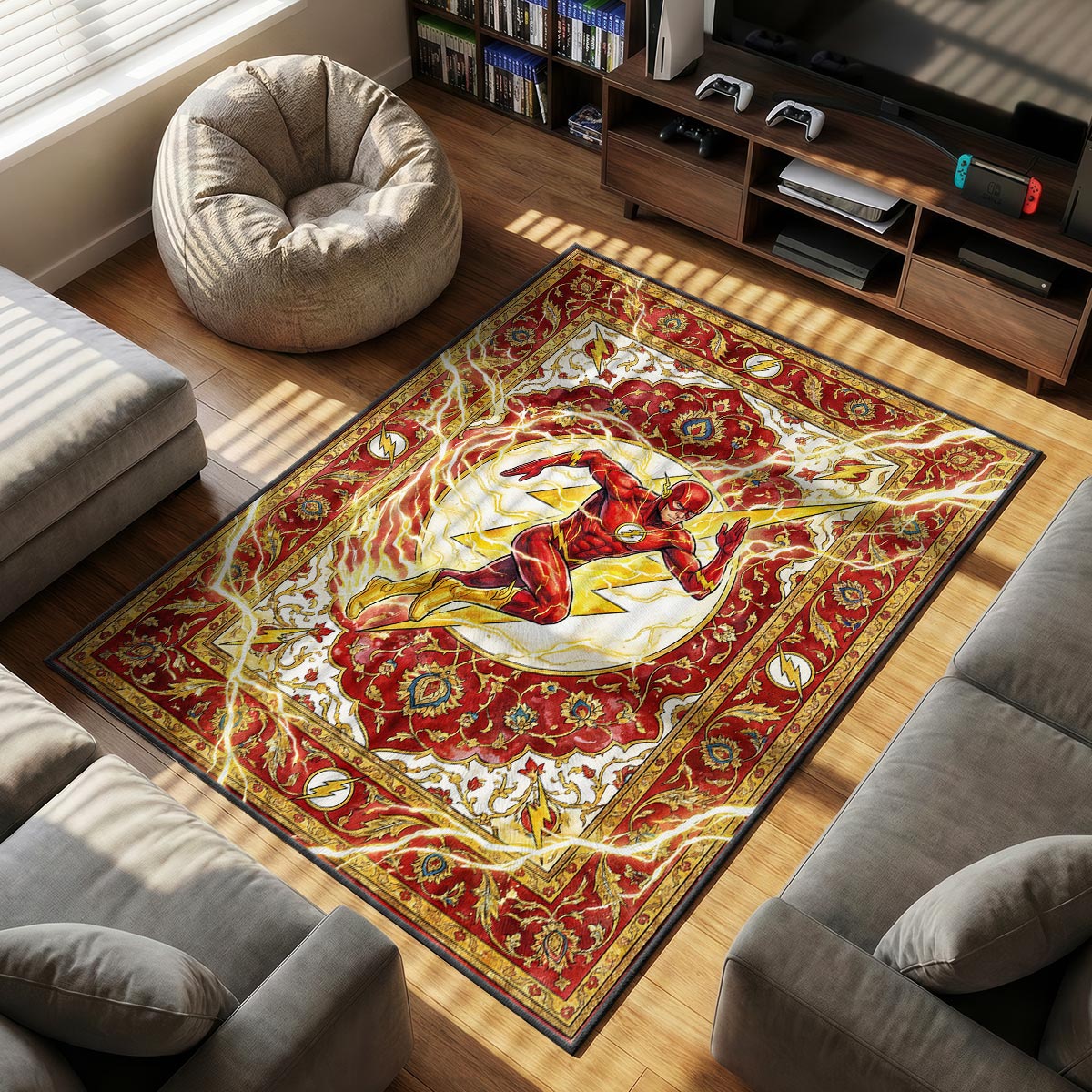 Flash Speed themed area rug for home decor fans