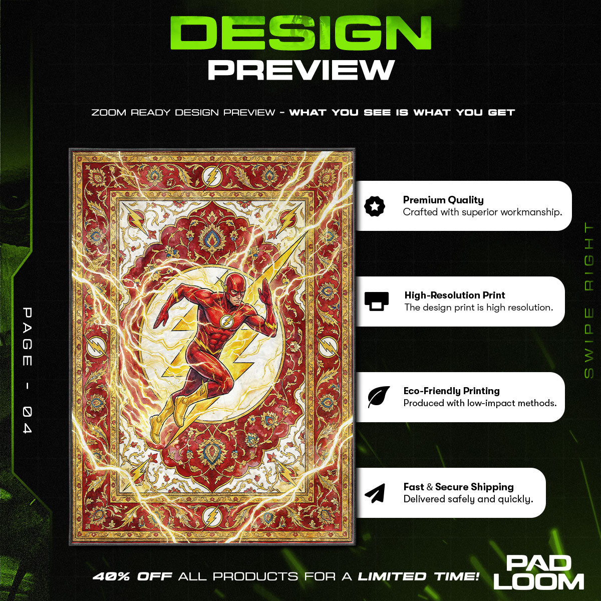 Room character design printed on rug