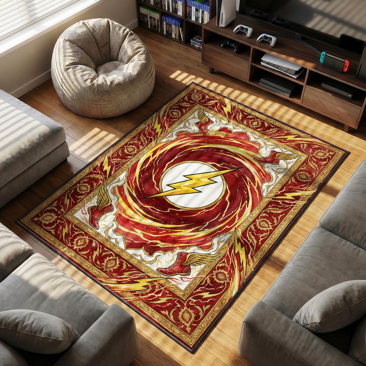 Flash Speed themed area rug for home decor fans
