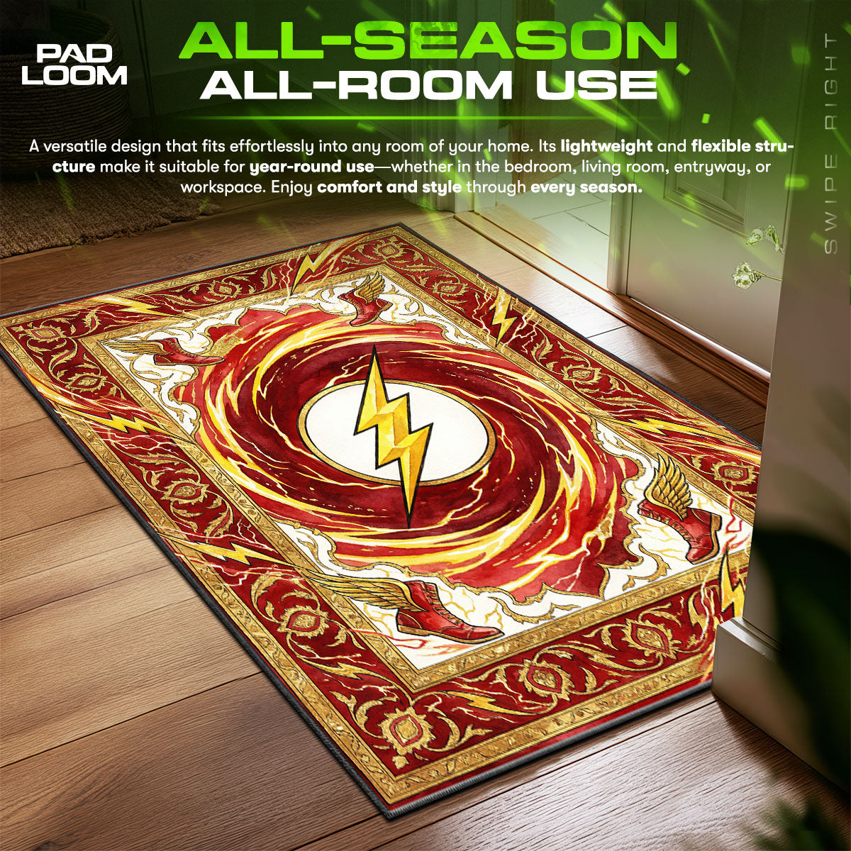 Flash Speed Force Swirl DC Comics Room fan rug — premium quality print