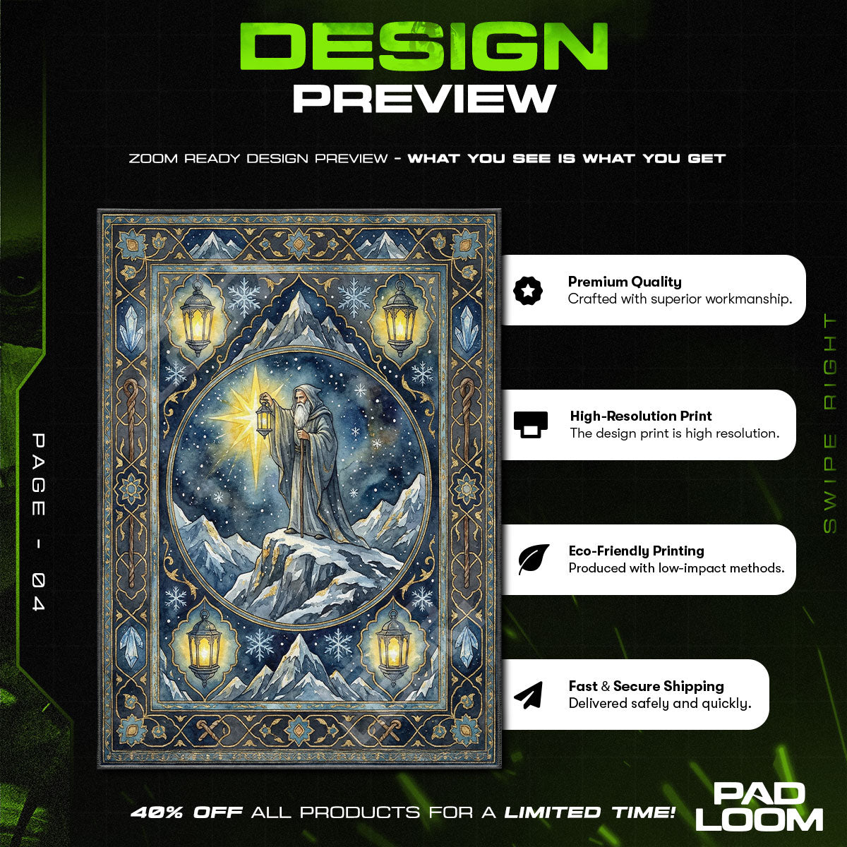 Hermit Tarot Card Mystic Tarot Area rug — main product view