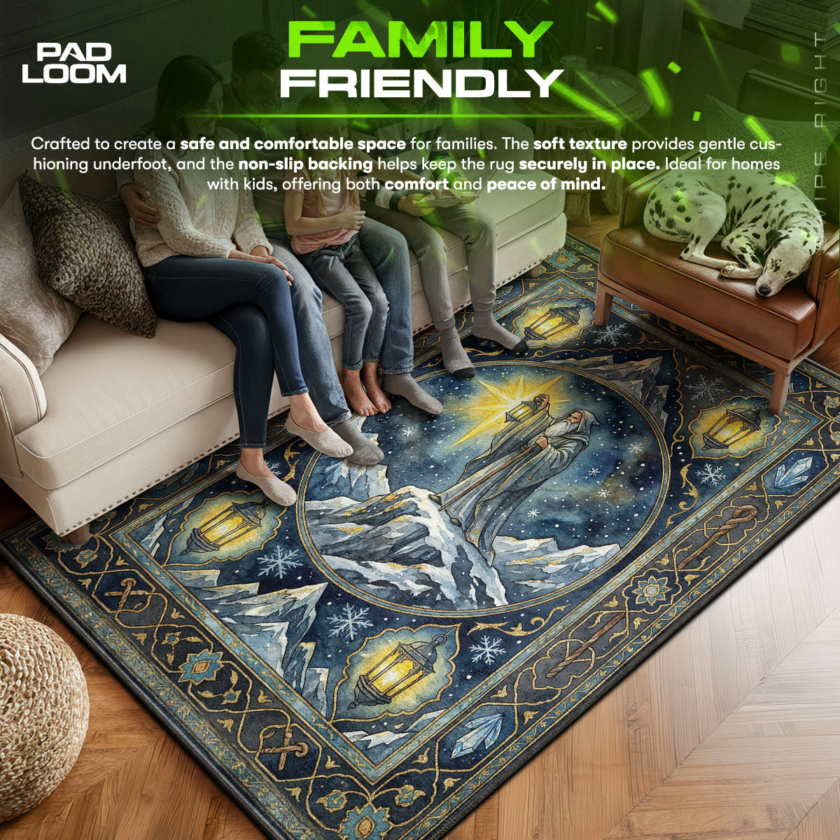 Area character design printed on rug