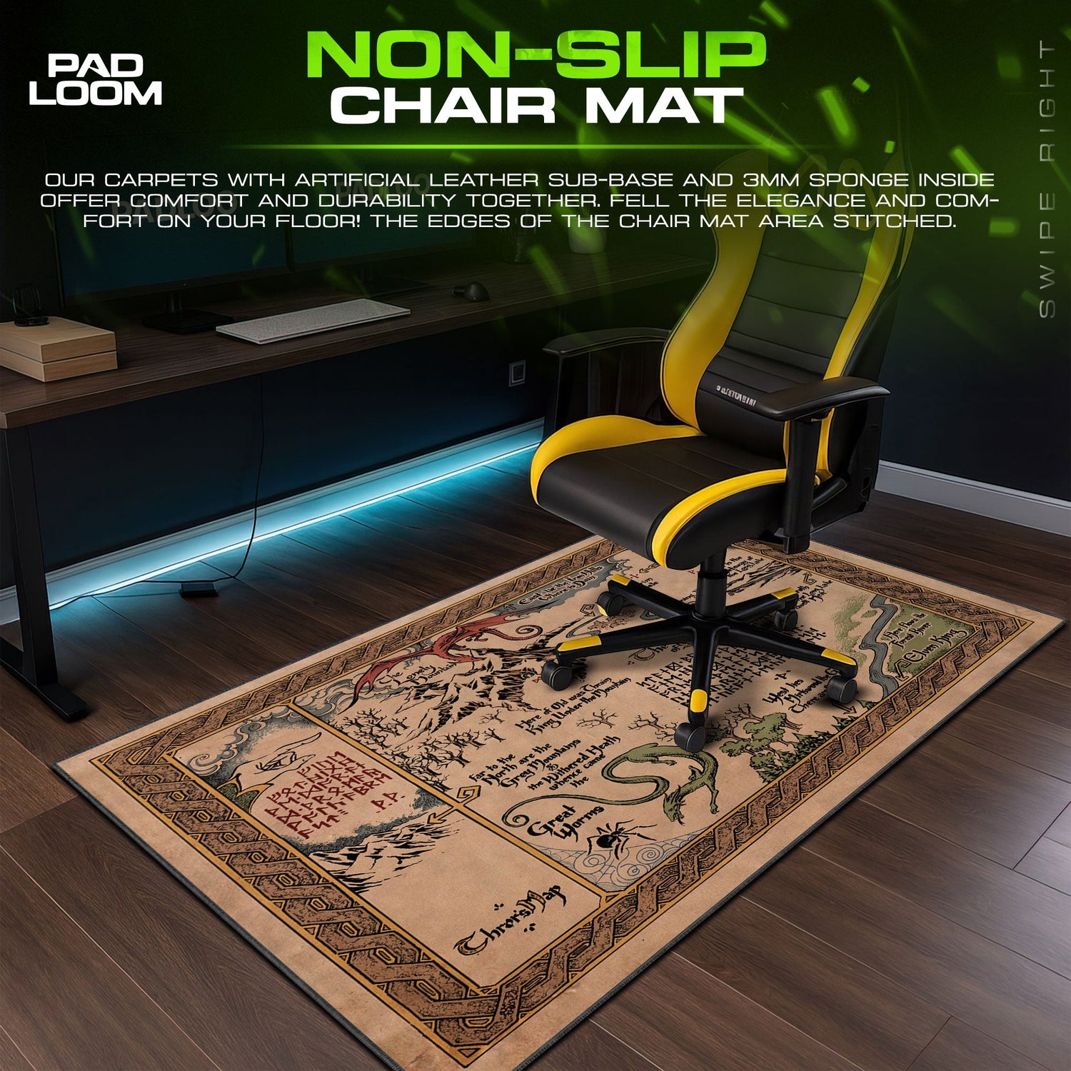 The Hobbit Mouse Pad, Thror’s Map Fantasy Desk Mat Padloom