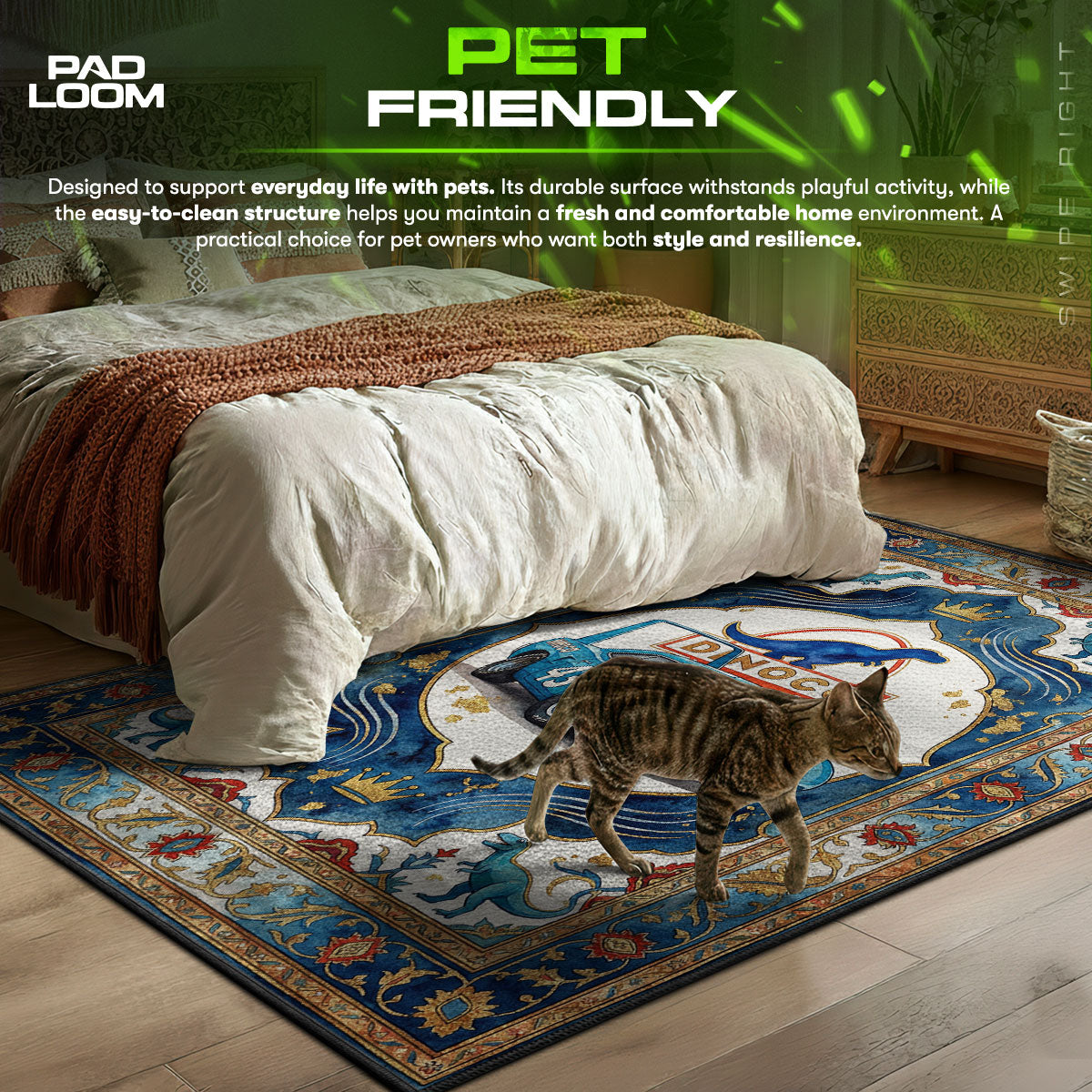 King Dinoco themed area rug for home decor fans