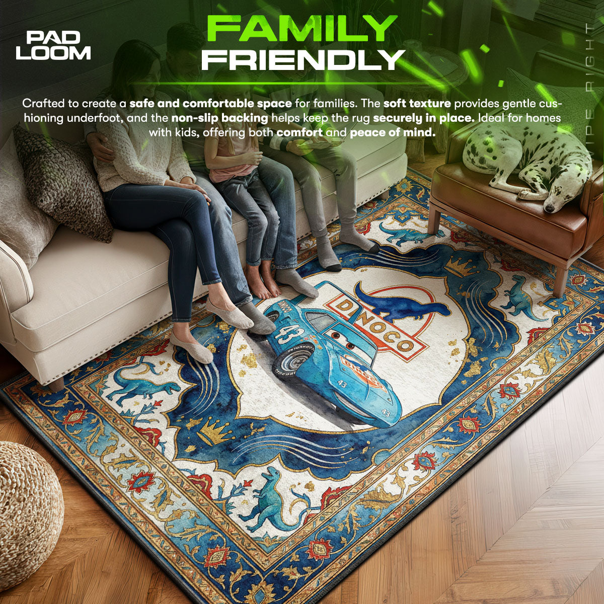 Bedroom character design printed on rug