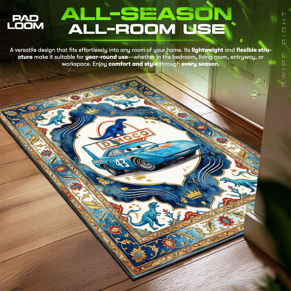 Detailed close-up of King rug pattern