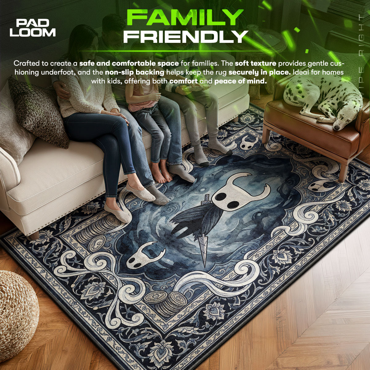 Knight area rug showing full Gothic artwork