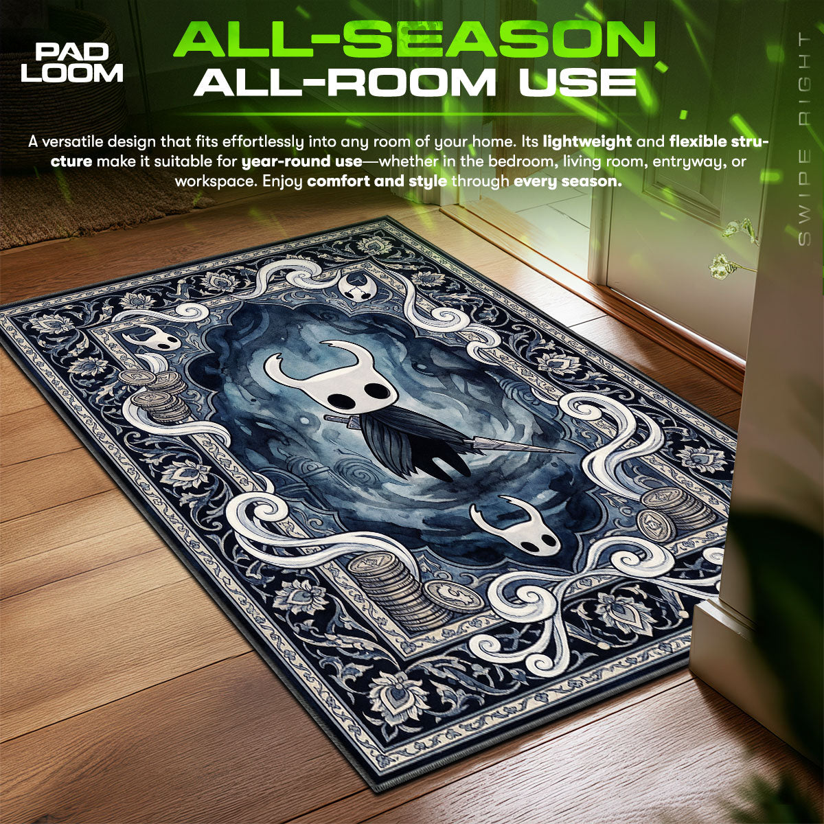 Knight Ink Hollow Knight Chair fan rug — premium quality print