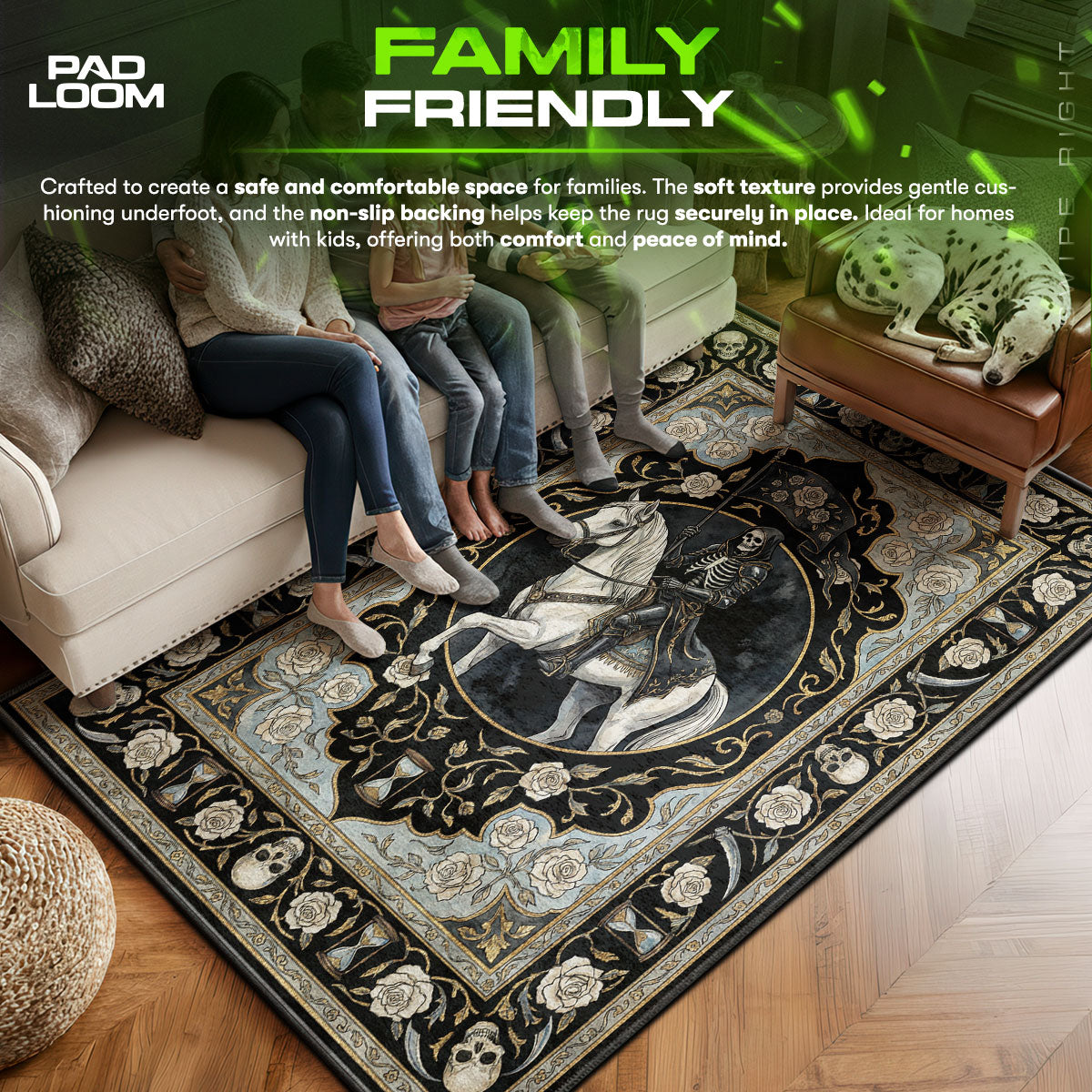 Area character design printed on rug