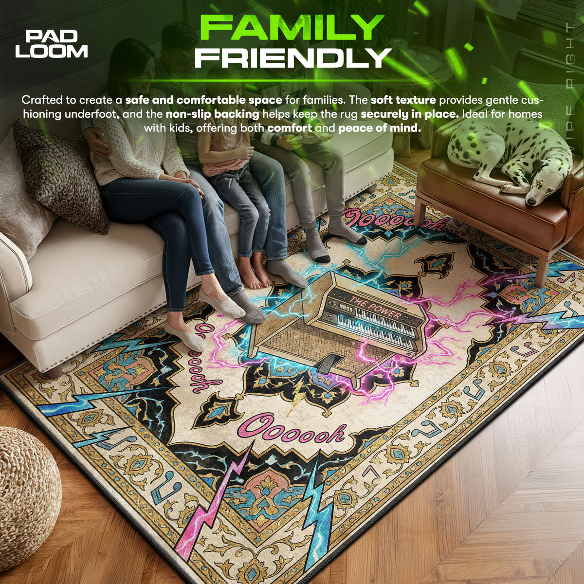 Area character design printed on rug