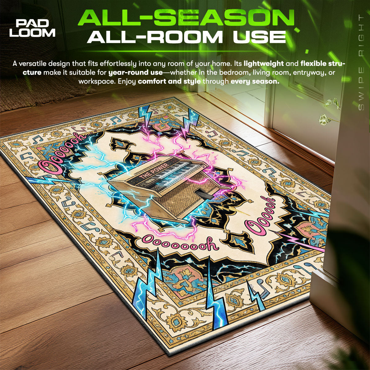 Detailed close-up of Power rug pattern