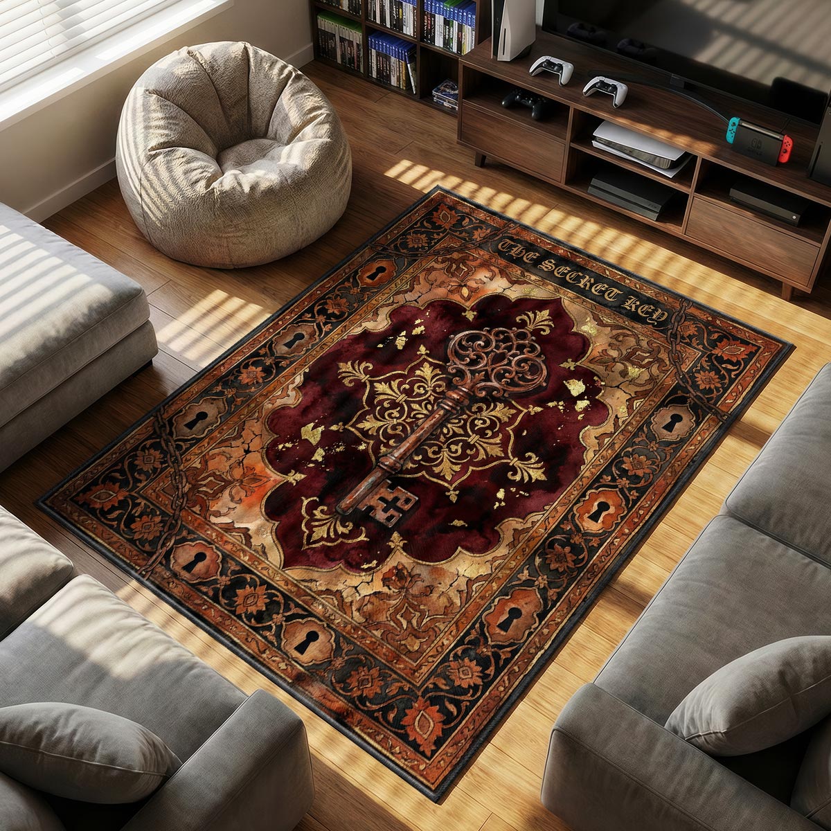 Area character design printed on rug