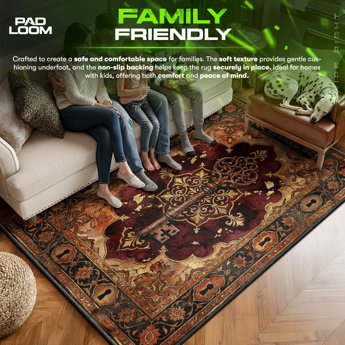 Secret Key Mystery Library Area fan rug — premium quality print