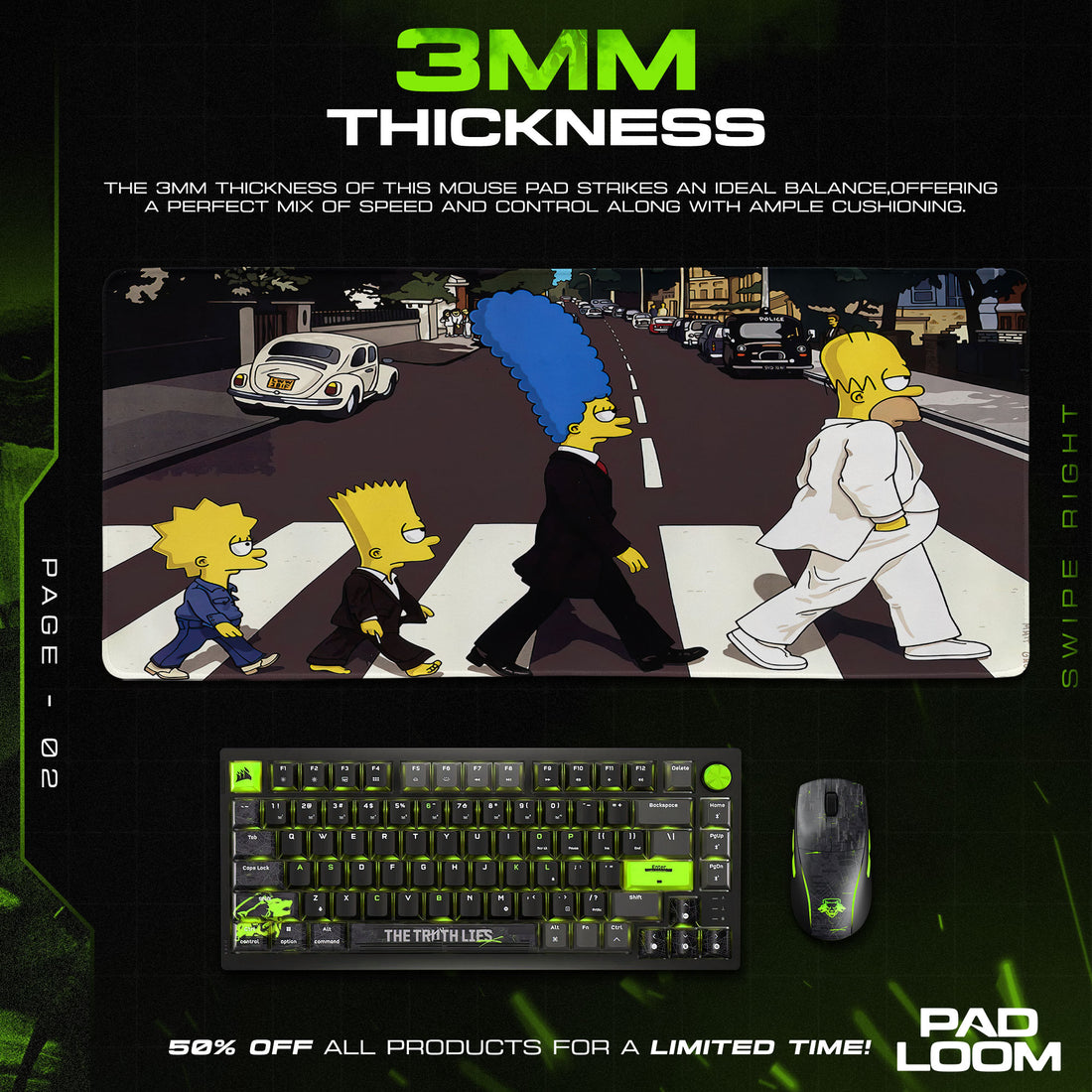 The Simpsons Mouse Pad, Abbey Road Parody Cartoon Desk Mat