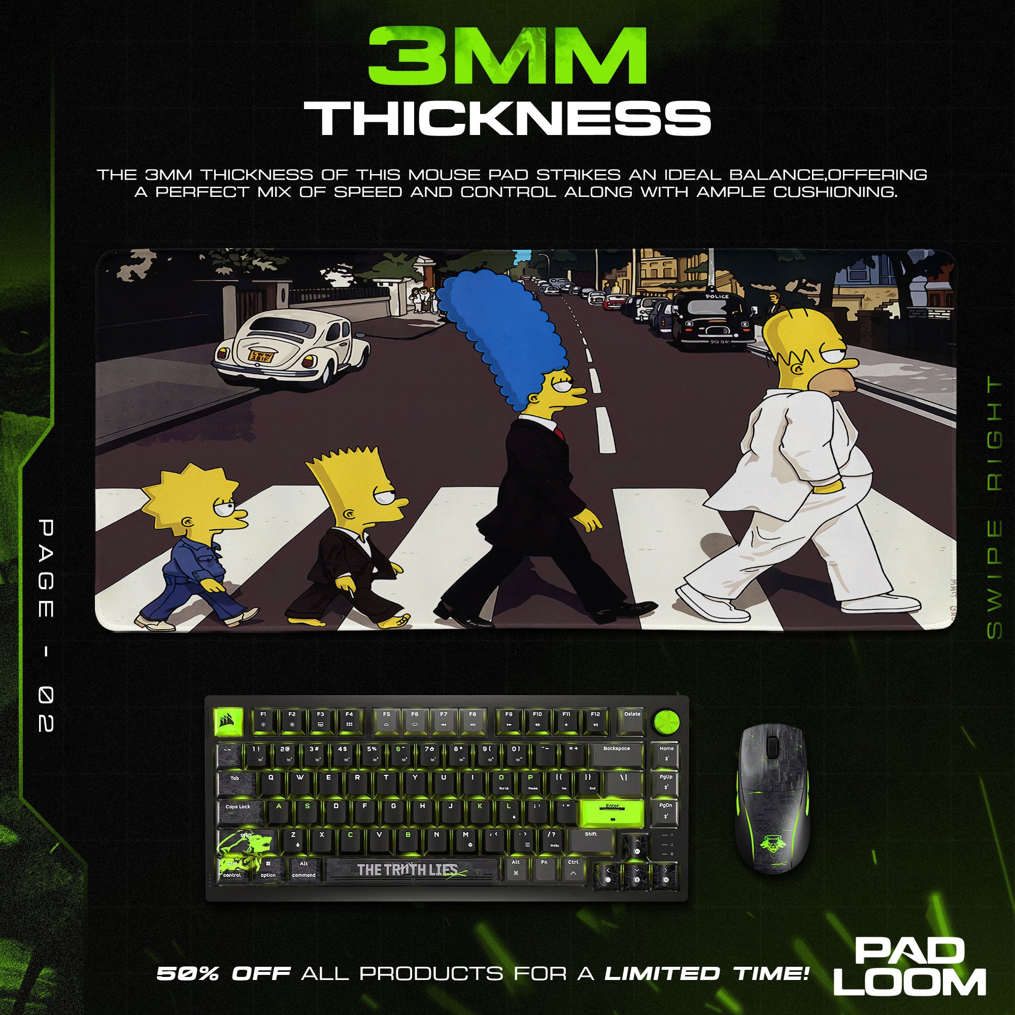 The Simpsons Mouse Pad, Abbey Road Parody Cartoon Desk Mat