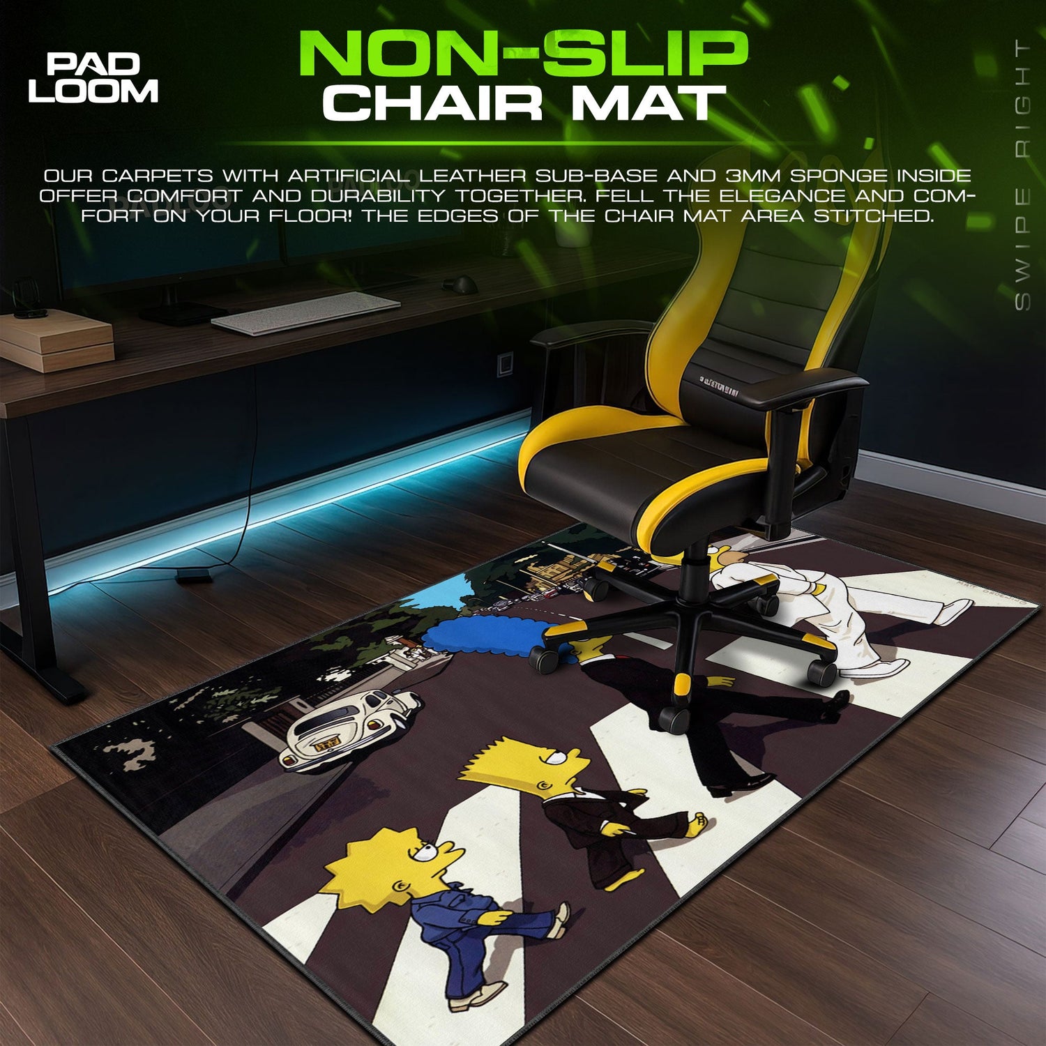 The Simpsons Mouse Pad, Abbey Road Parody Cartoon Desk Mat Padloom