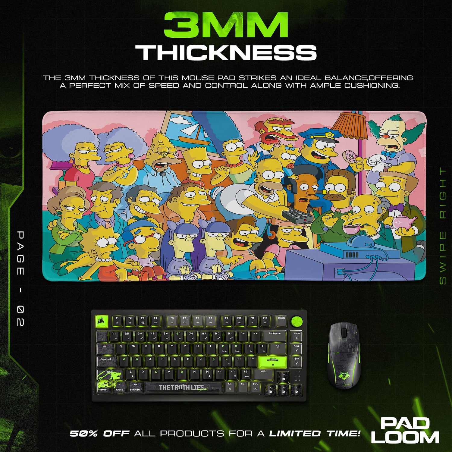 The Simpsons Mouse Pad, Cartoon Family Cast Gaming Desk Mat Padloom